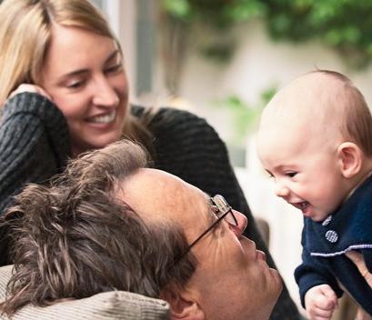 Happy family of three