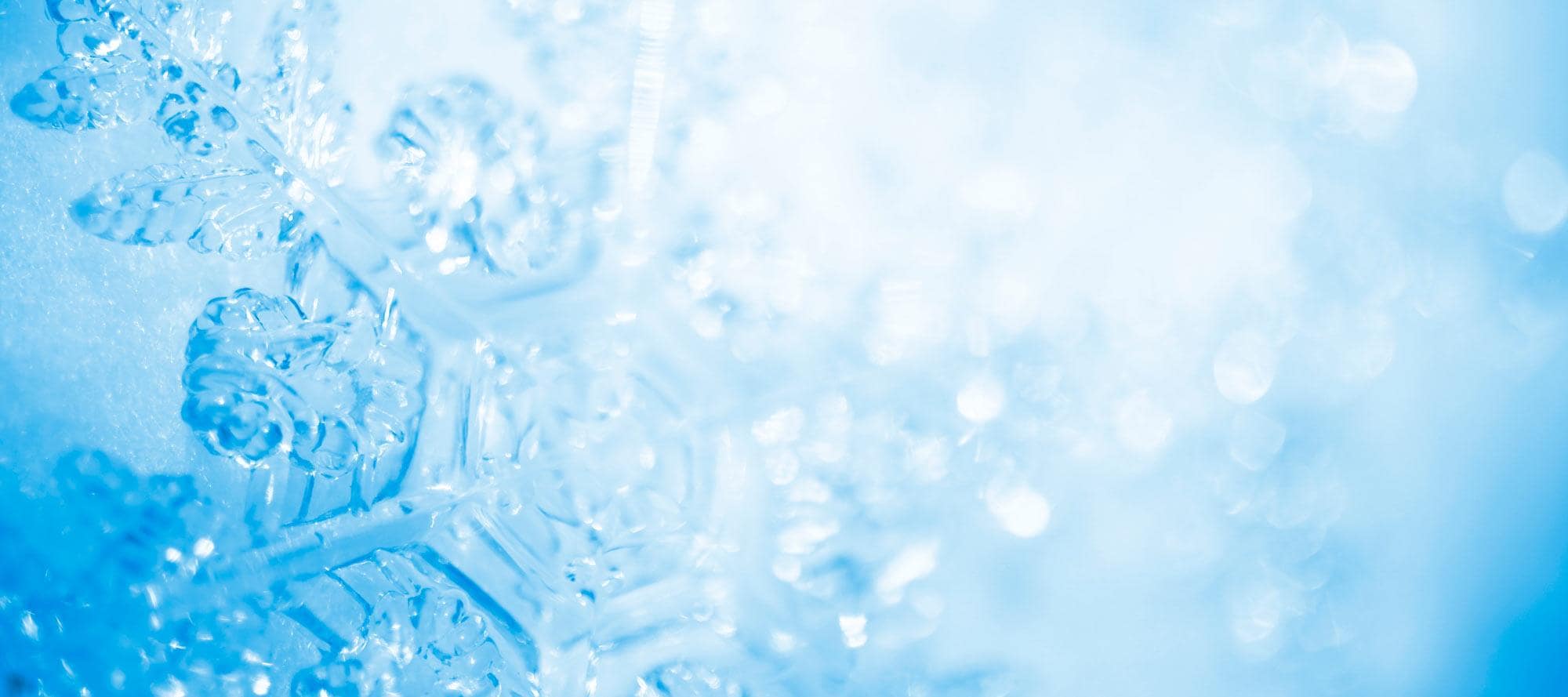 Up close view of an icy snowflake