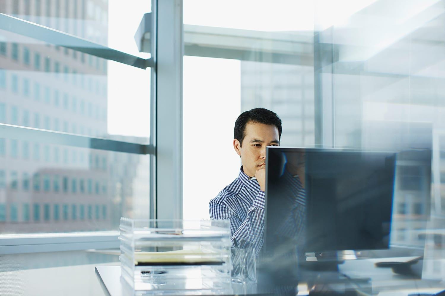 businessman working at computer