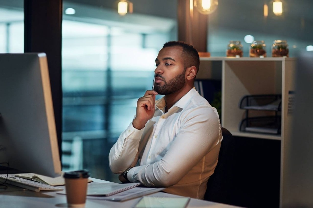 Man using computer at desk