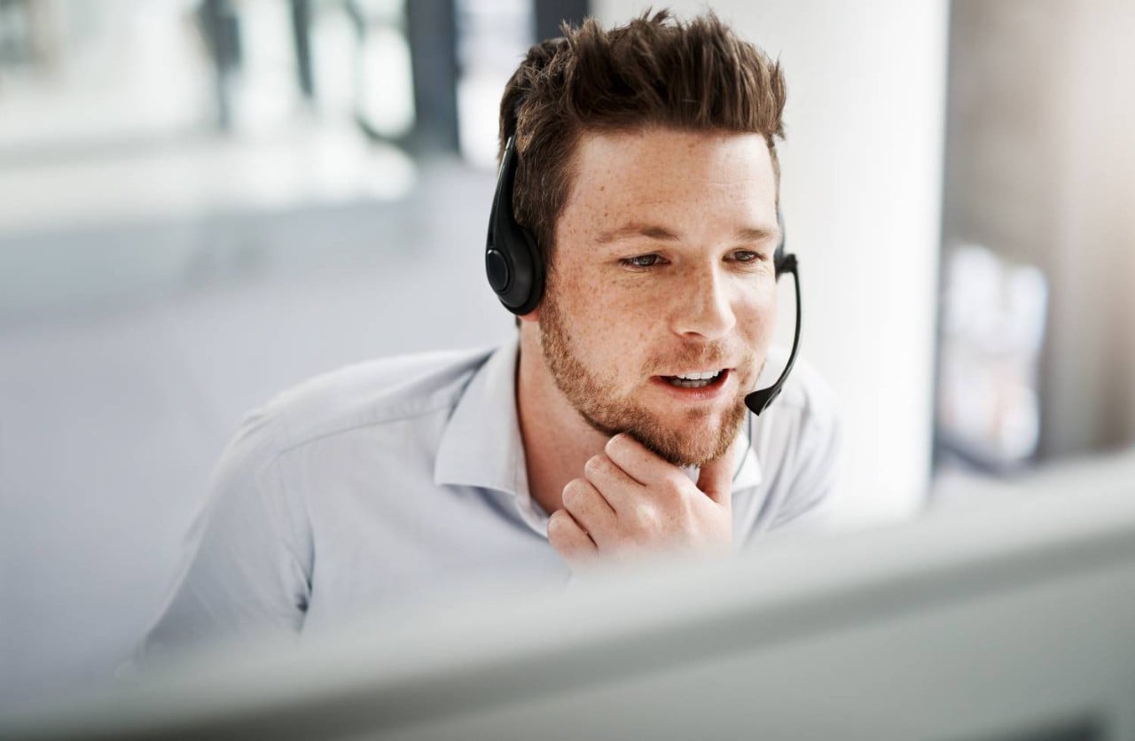 Man communicating virtually