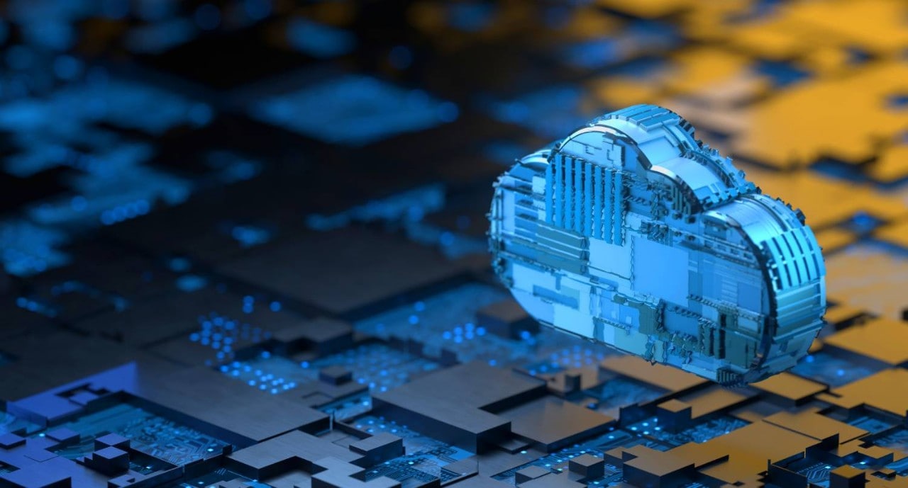 circuit board cloud digital rendering