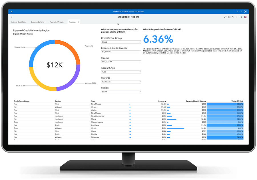 SAS Visual Analytics shown on desktop monitor
