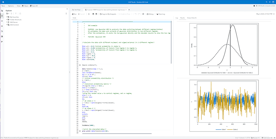 SAS Viya screenshot showing code and flow development