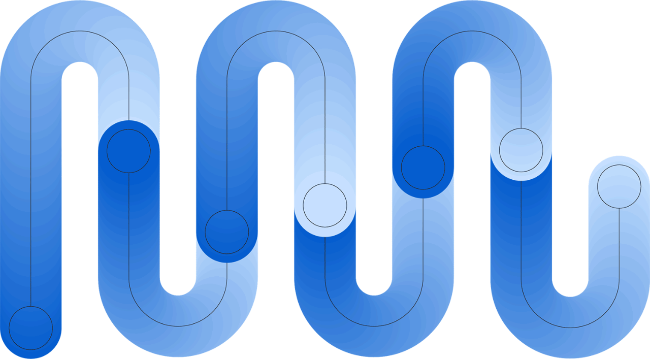 Curving connected lines in blue gradient