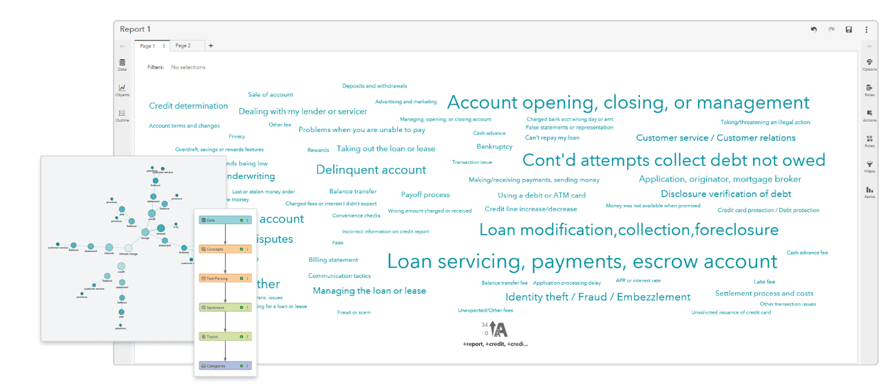Screenshot of SAS Visual Text Analytics - visualize data with highlights