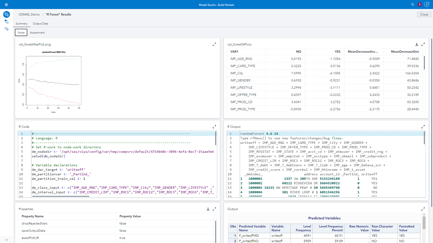 Screenshot of SAS Visual Data Mining and Machine Learning showing R open source node on desktop monitor